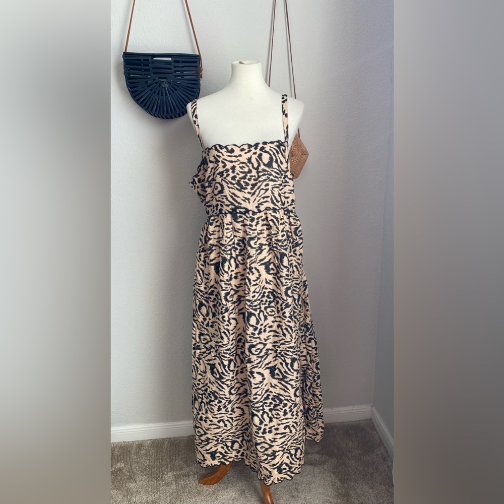 ASOS Design Curve Zebra Open Back Spaghetti Strap Maxi Dress, Size 14